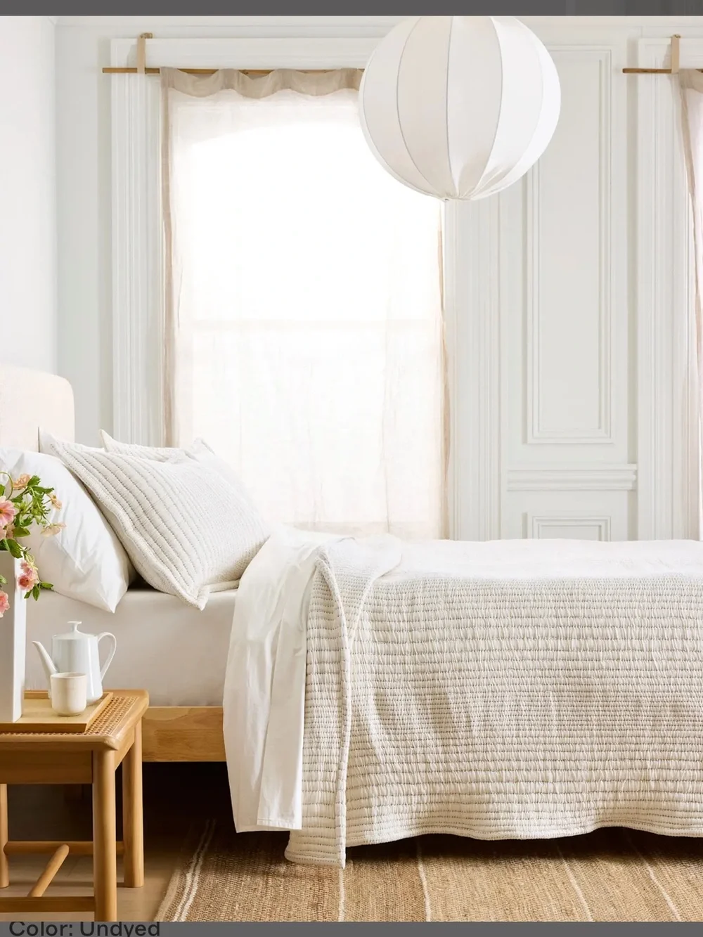 NWT Quince Organic Cotton Channel Stitch Undyed Coverlet & Sham!